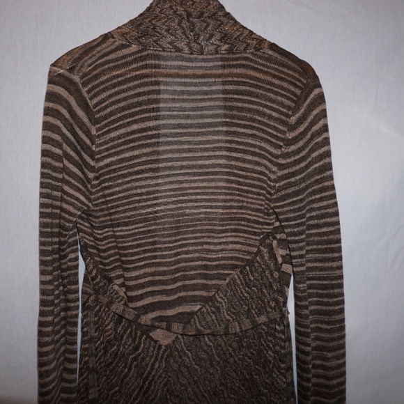 ELI TAHARI Long Waterfall cardigan belted chevron - Picture 6 of 9